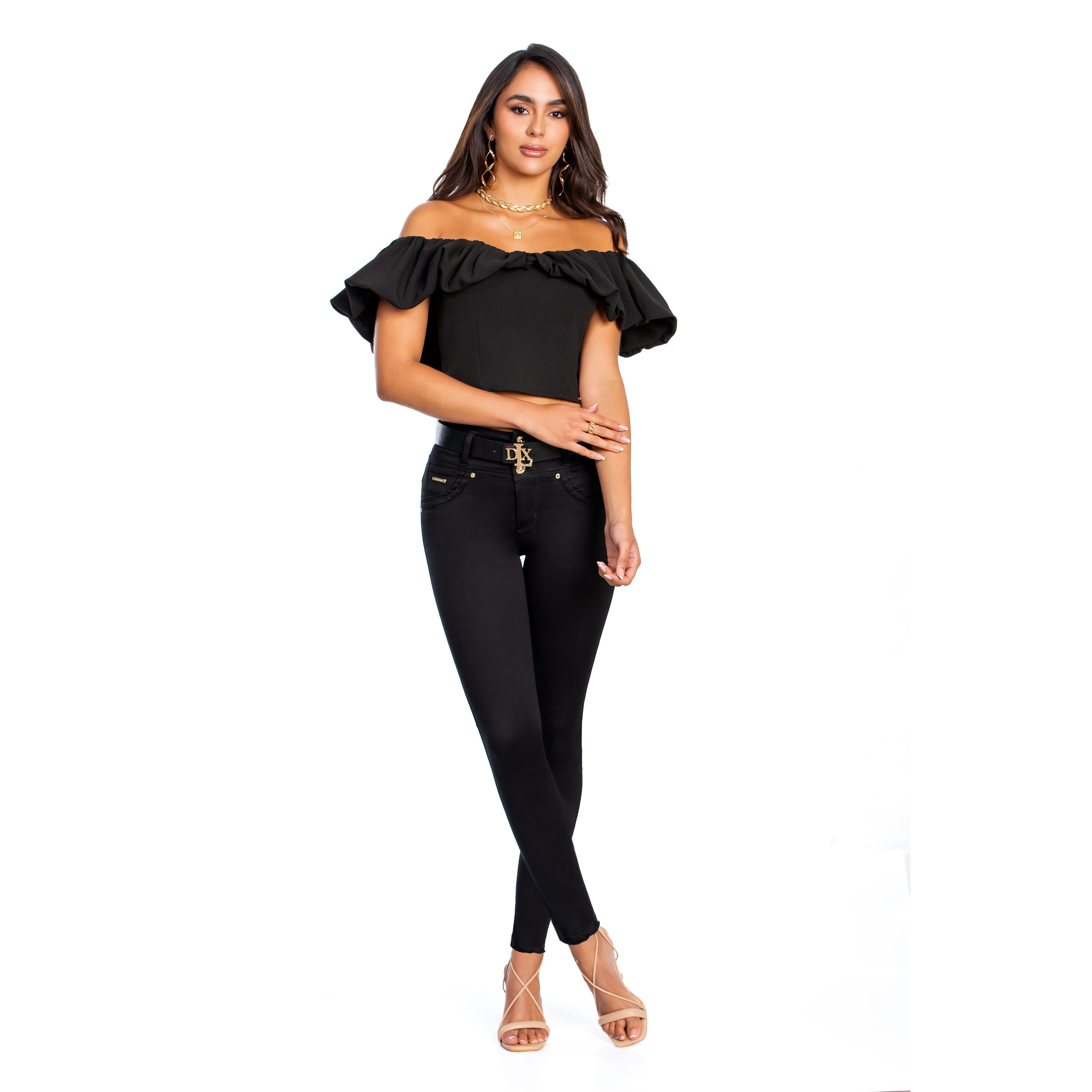 Jeans Negro Pitillo Tiro Alto con Push up  AB1767