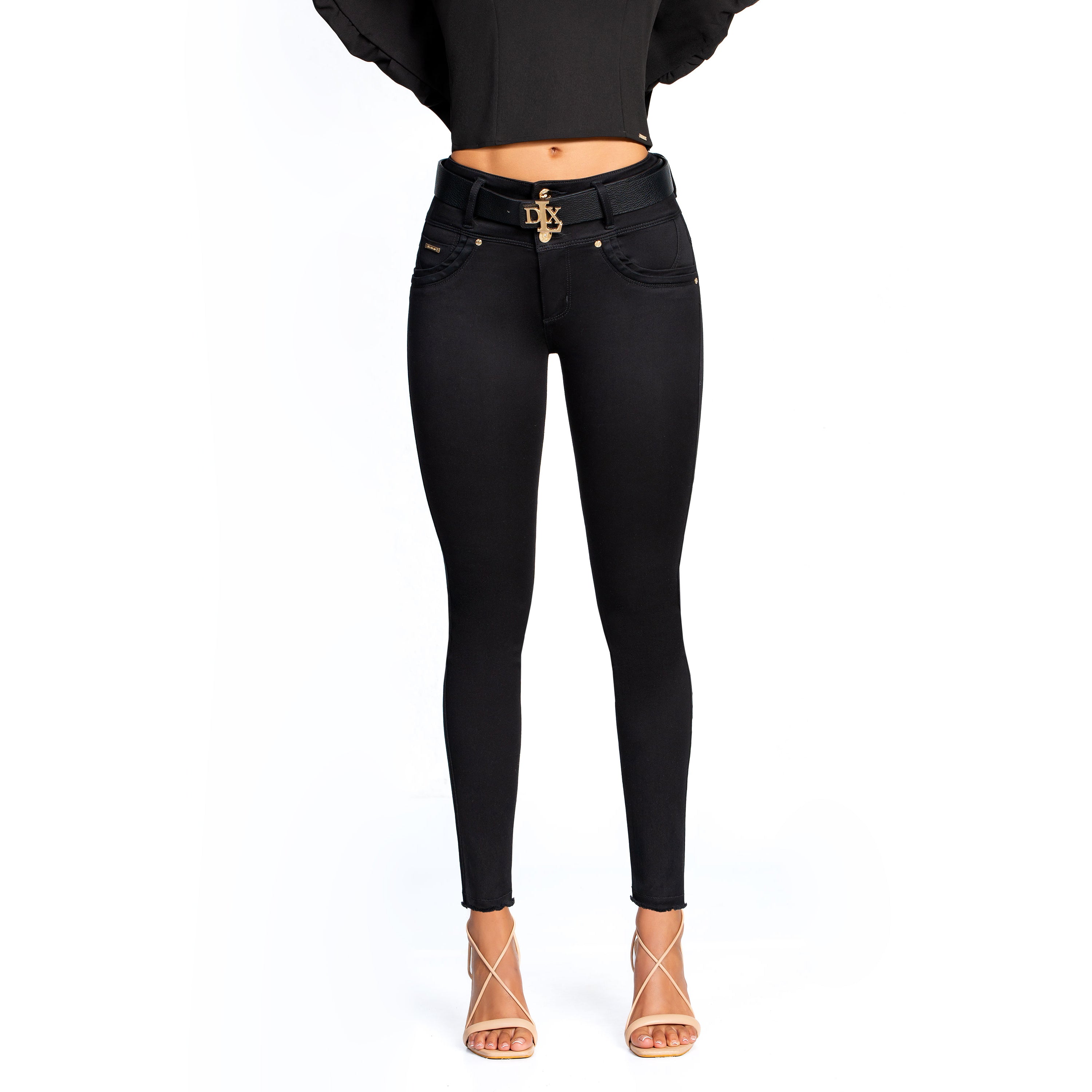 Jeans Negro Pitillo Tiro Alto con Push up  AB1767