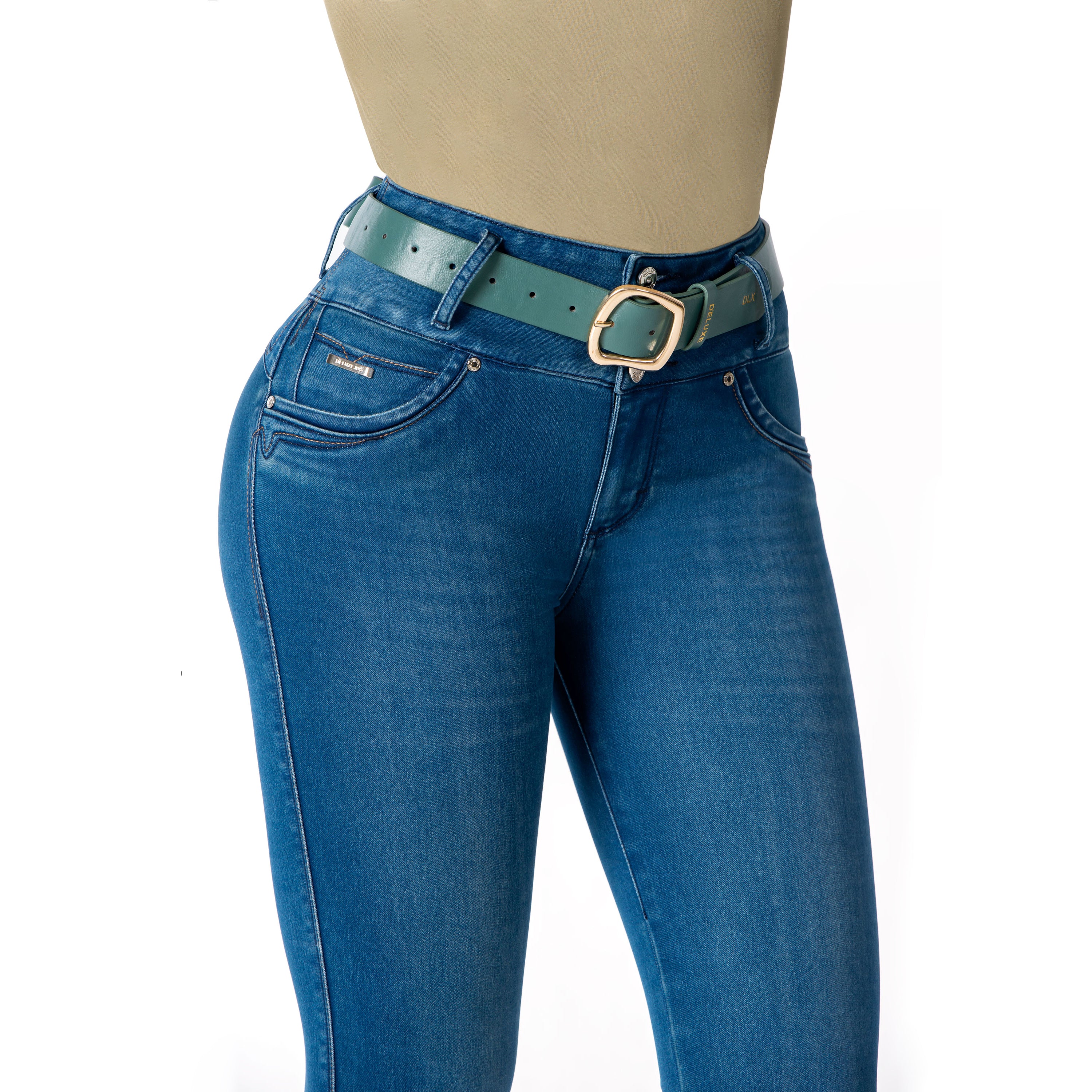 Jeans Azul Pitillo Tiro Alto con Push up AB1778