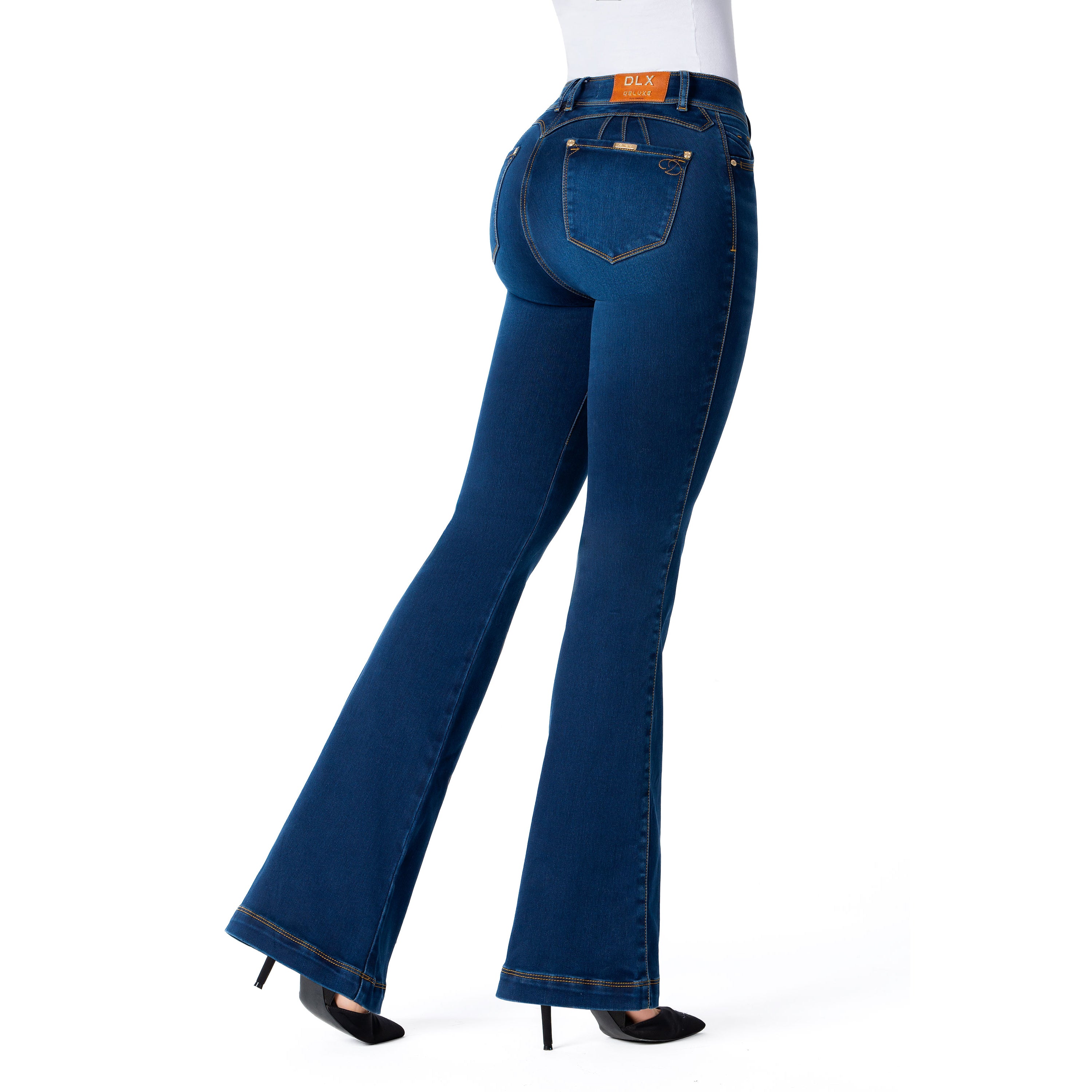 Jeans Azul Campana Tiro Alto con Push up AB1796A