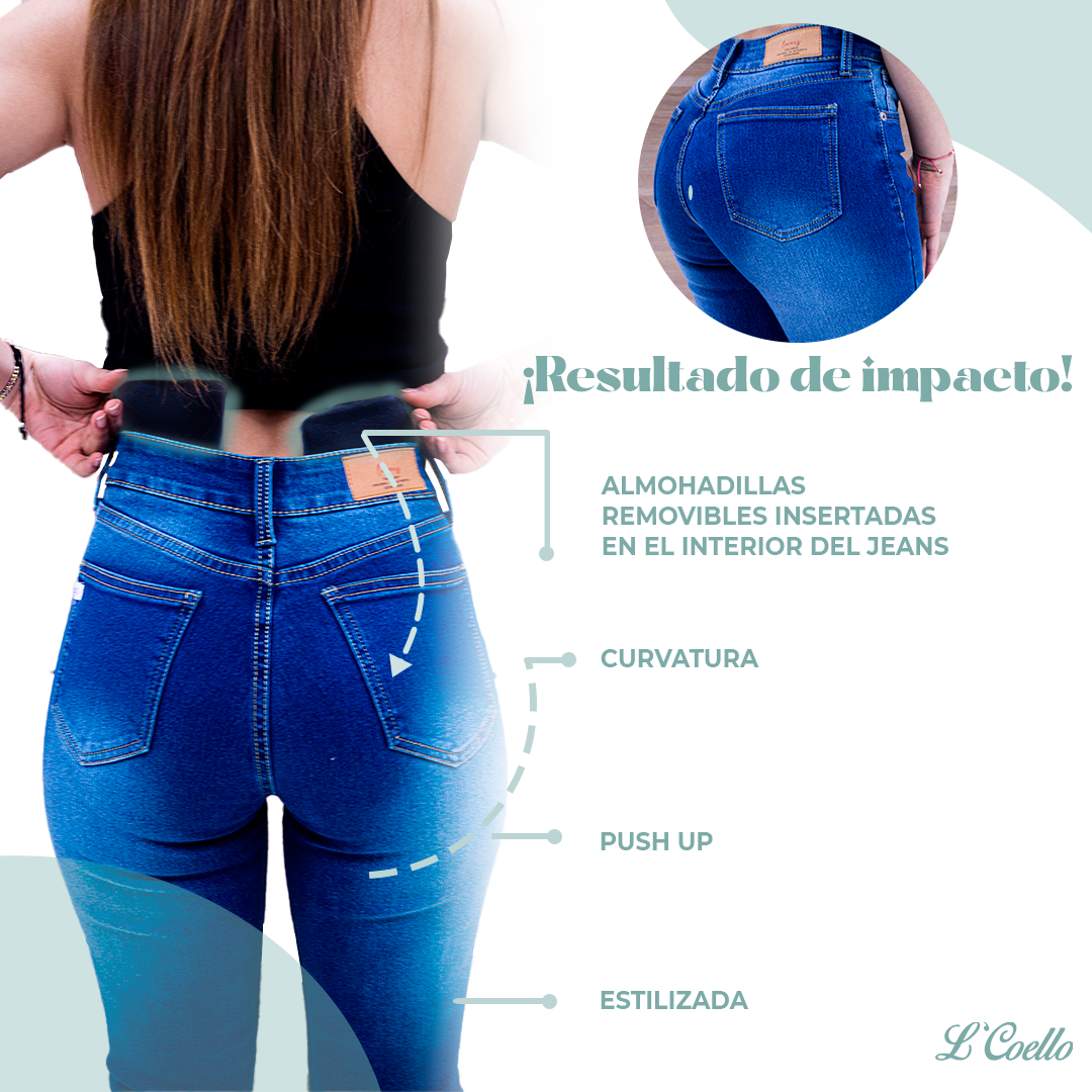 Jeans Colombiano Realce 3D Tiro Alto 1140