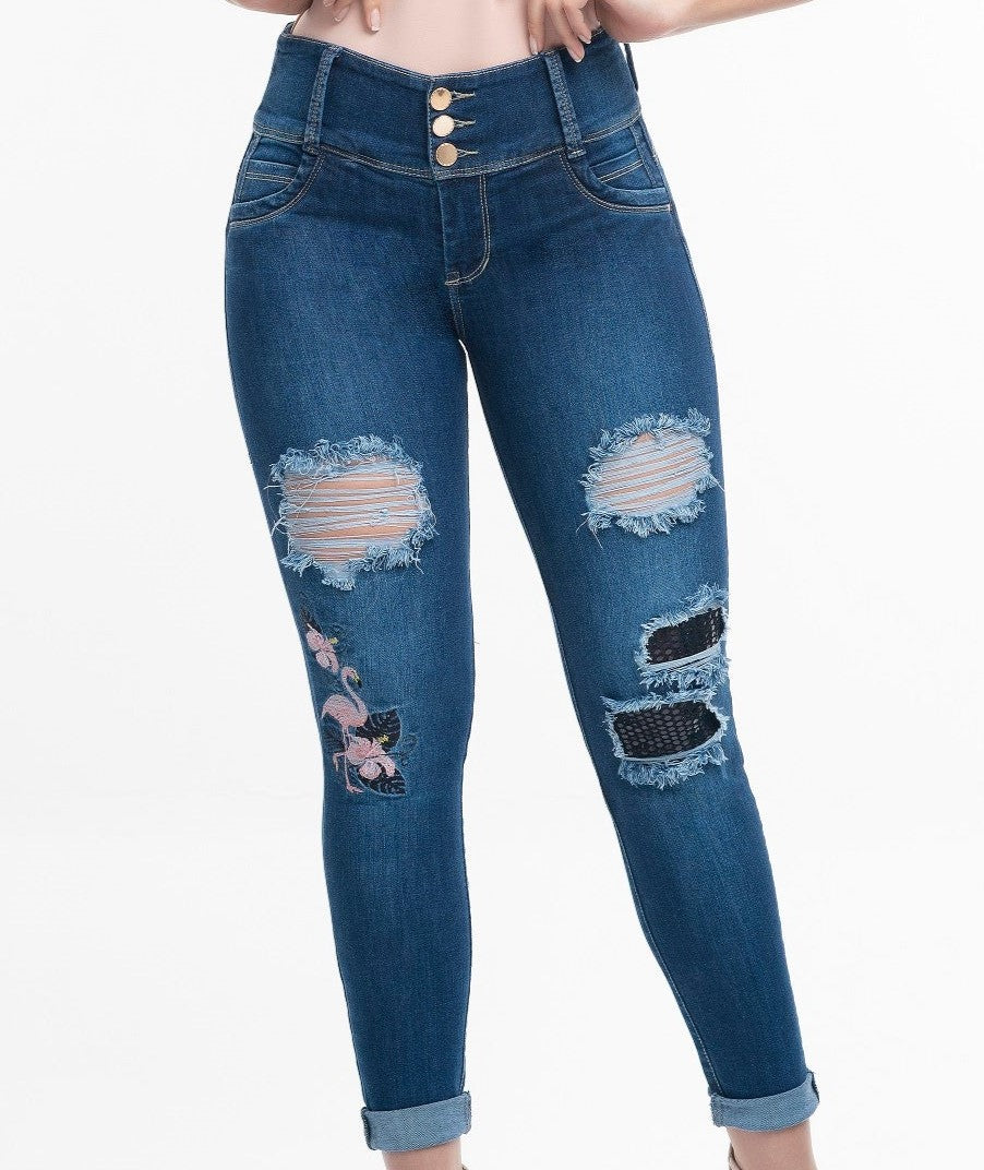 Jeans Colombiano Push Up Tiro Alto Levanta Cola 1061A