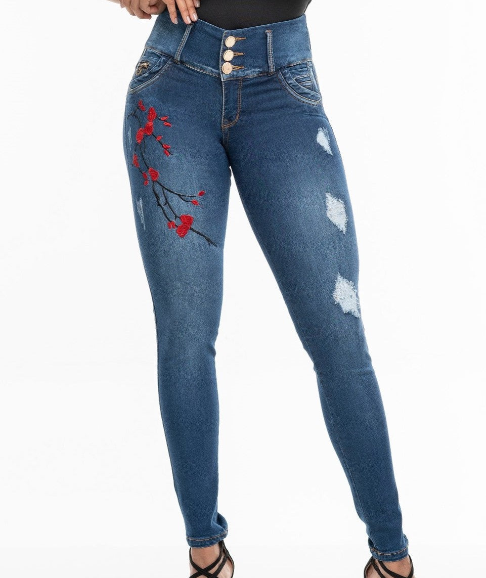 Jeans Colombiano Push Up Tiro Alto Levanta Cola 1093A