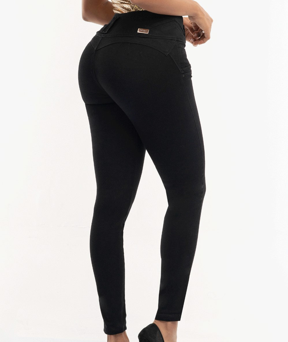 Pantalón Mezclilla Stretch Mujer Opps Jeans Levanta Pompas Negro