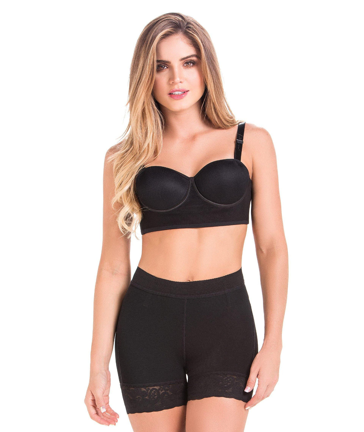 Calzón faja colombiano tipo short FU101 con alta compresión, levanta cola natural, control de abdomen y bandas antideslizantes.