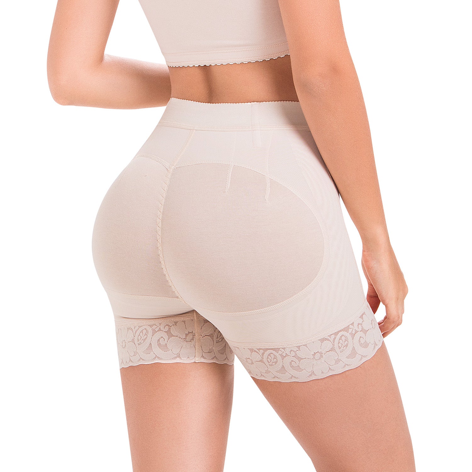 Calzón faja colombiano tipo short FU101 con alta compresión, levanta cola natural, control de abdomen y bandas antideslizantes.